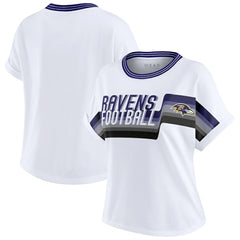Baltimore Ravens WEAR by Erin Andrews Women's Cropped Center Stripe Dolman T-Shirt | NFL On sale