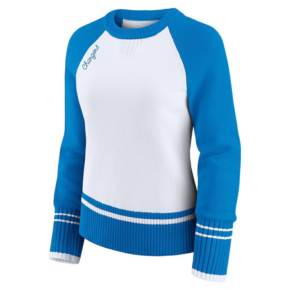 Los Angeles Chargers WEAR by Erin Andrews Women's Colorblock Raglan Sweater | NFL Outlet