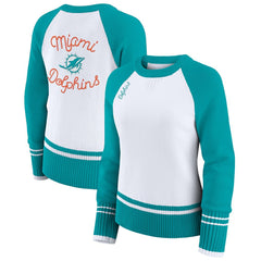 Miami Dolphins WEAR by Erin Andrews Women's Colorblock Raglan Sweater | NFL Near me