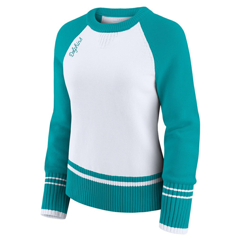 Miami Dolphins WEAR by Erin Andrews Women's Colorblock Raglan Sweater | NFL Near me