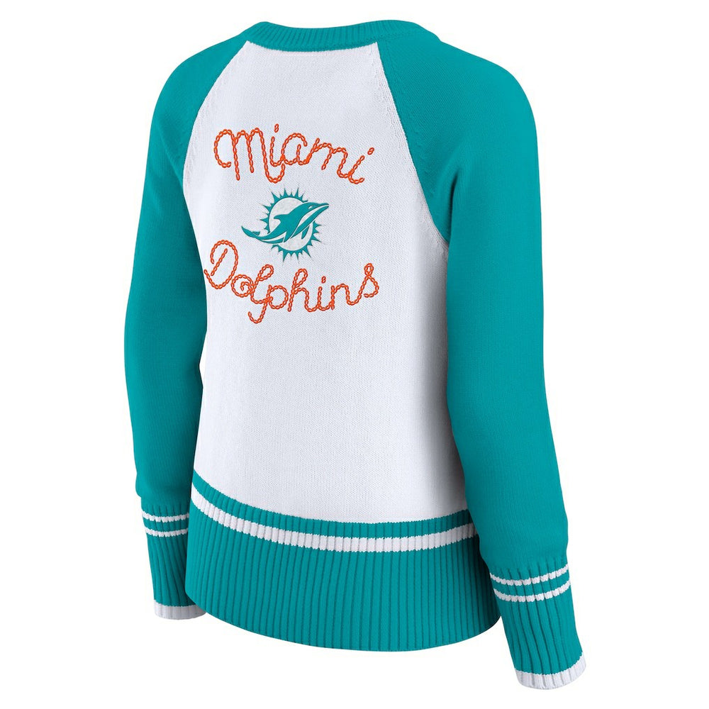 Miami Dolphins WEAR by Erin Andrews Women's Colorblock Raglan Sweater | NFL Near me