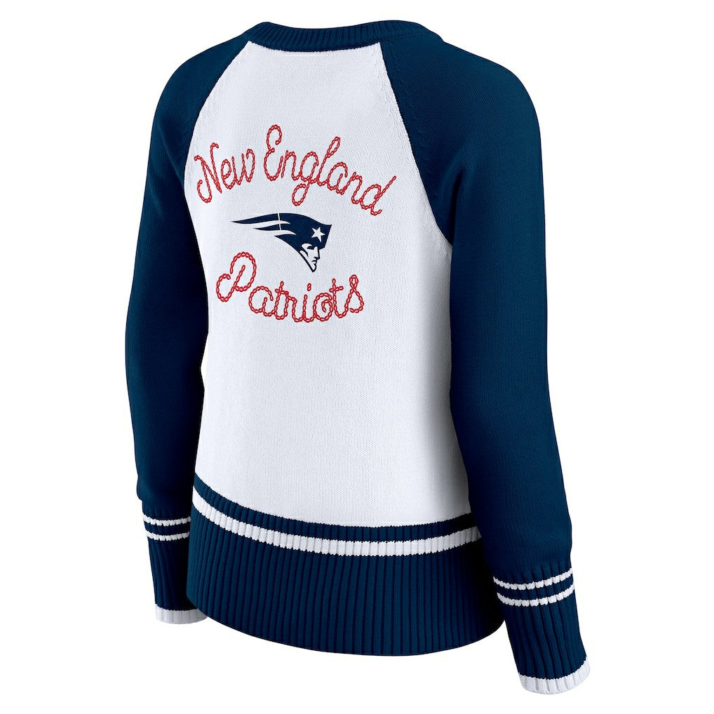 New England Patriots WEAR by Erin Andrews Women's Colorblock Raglan Sweater | NFL Sale