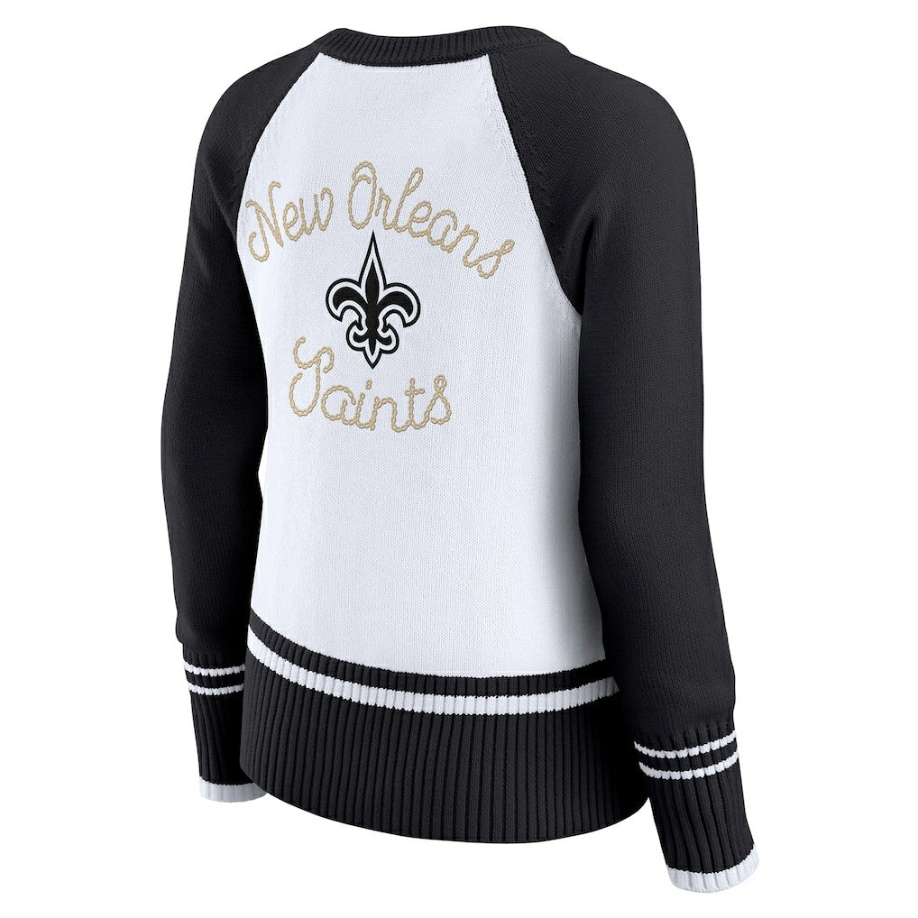 New Orleans Saints WEAR by Erin Andrews Women's Colorblock Raglan Sweater | NFL Discount