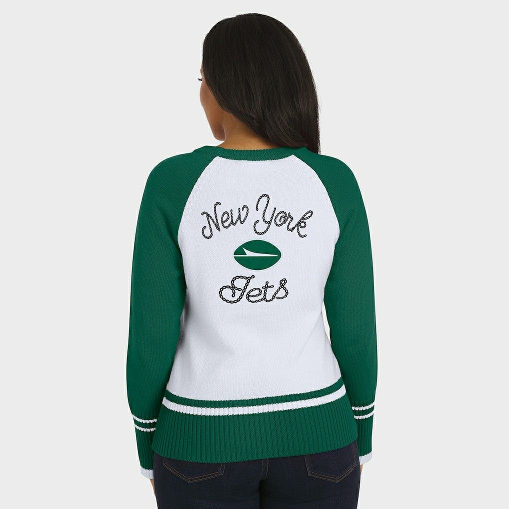 New York Jets WEAR by Erin Andrews Women's Colorblock Raglan Sweater | NFL US