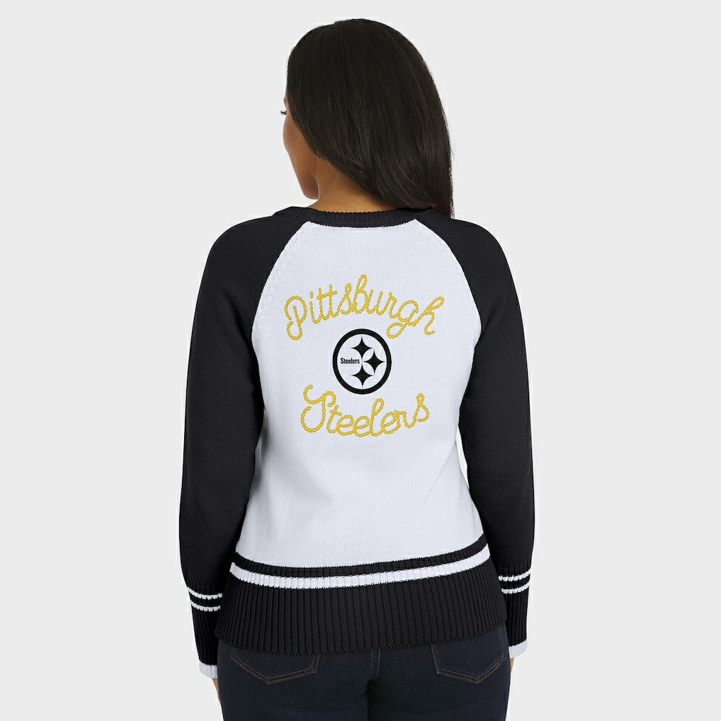 Pittsburgh Steelers WEAR by Erin Andrews Women's Colorblock Raglan Sweater | NFL Discount