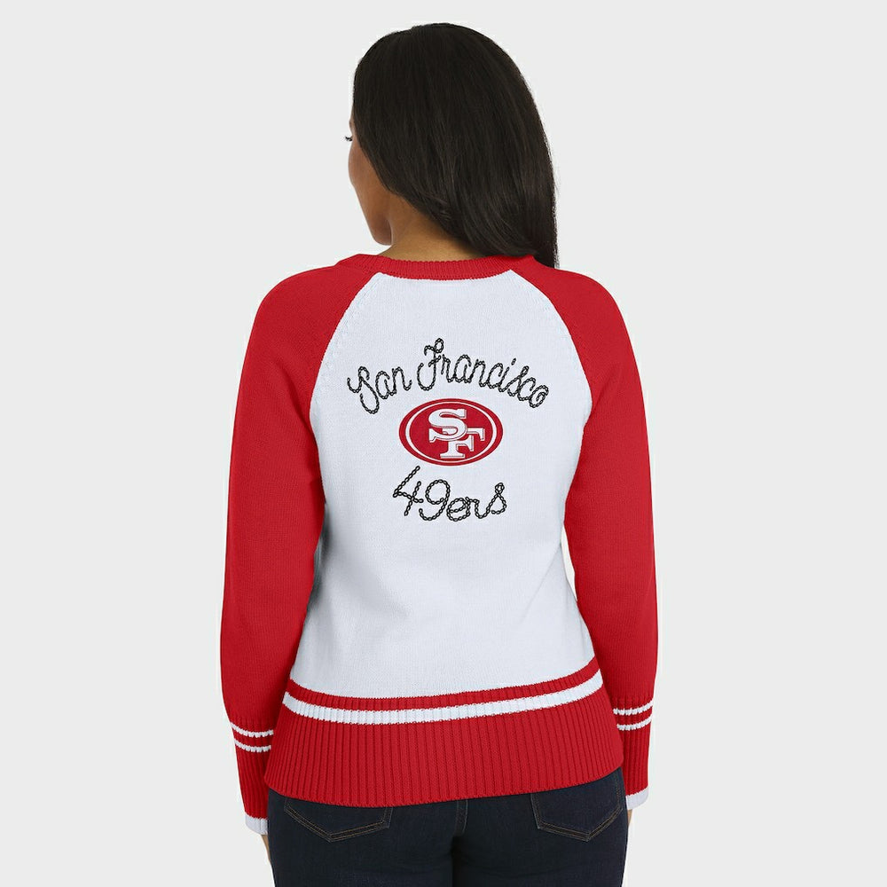 San Francisco 49ers WEAR by Erin Andrews Women's Colorblock Raglan Sweater | NFL Discount
