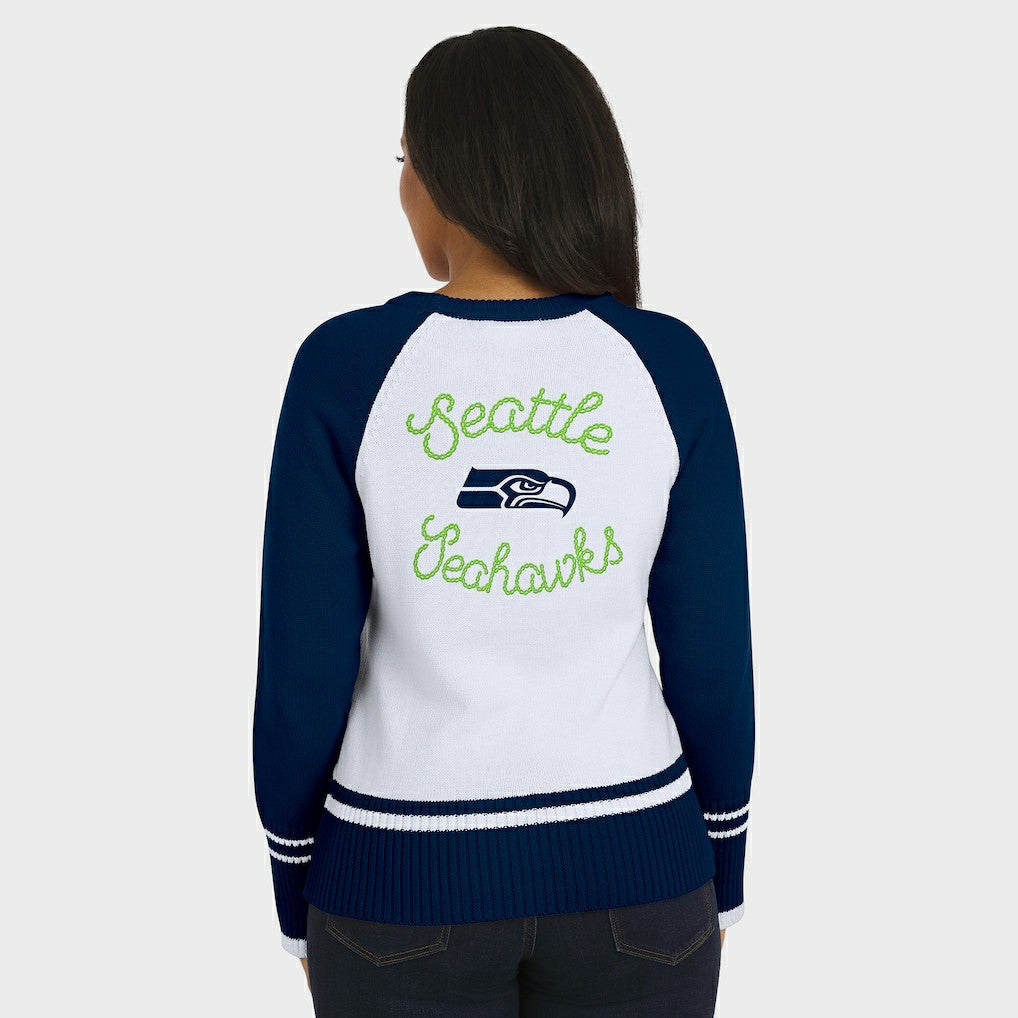 Seattle Seahawks WEAR by Erin Andrews Women's Colorblock Raglan Sweater | NFL Sale