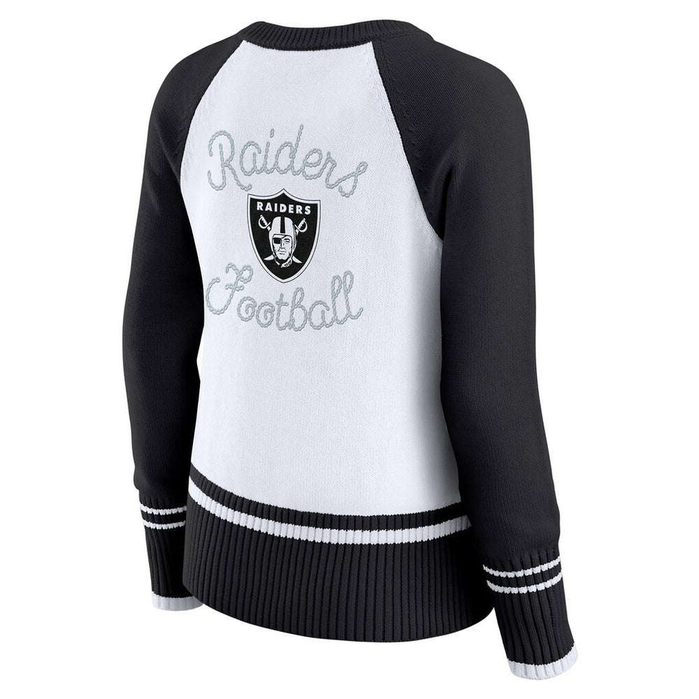 Las Vegas Raiders WEAR by Erin Andrews Women's Colorblock Raglan Sweater | NFL Sale