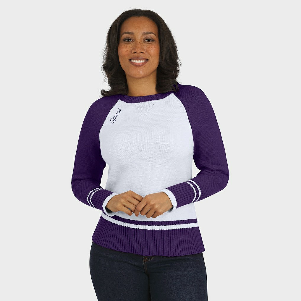 Baltimore Ravens WEAR by Erin Andrews Women's Colorblock Raglan Sweater | NFL Near me