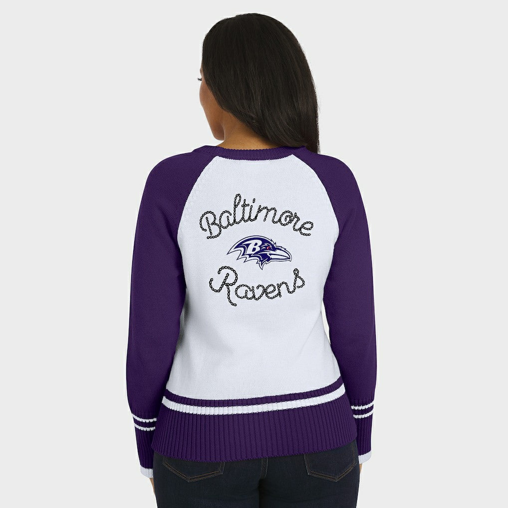 Baltimore Ravens WEAR by Erin Andrews Women's Colorblock Raglan Sweater | NFL Near me