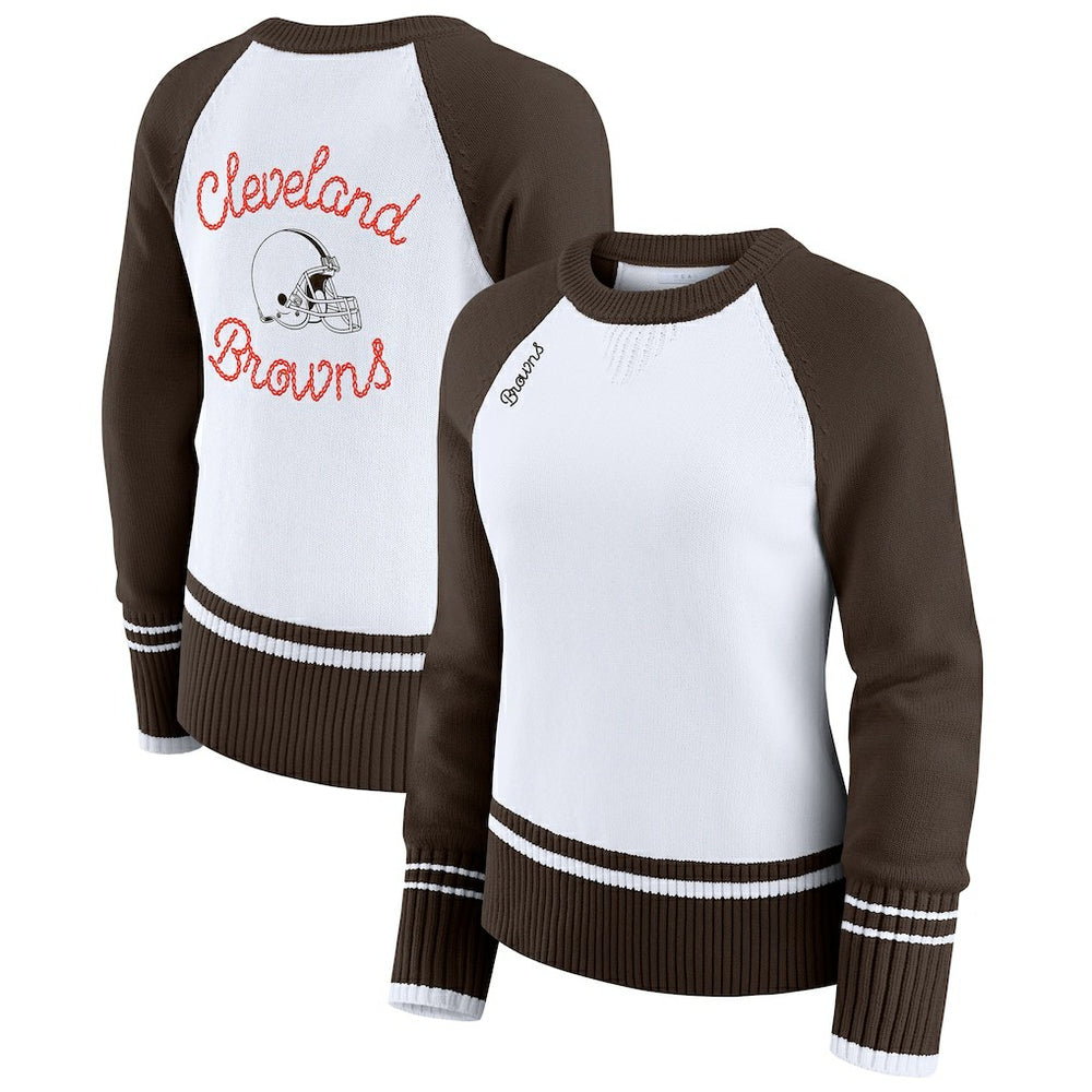 Cleveland Browns WEAR by Erin Andrews Women's Colorblock Raglan Sweater | NFL US
