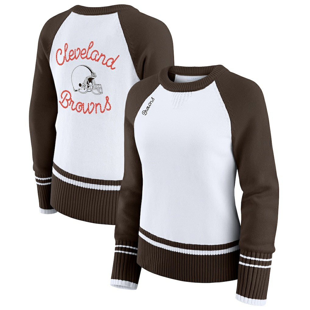 Cleveland Browns WEAR by Erin Andrews Women's Colorblock Raglan Sweater | NFL US