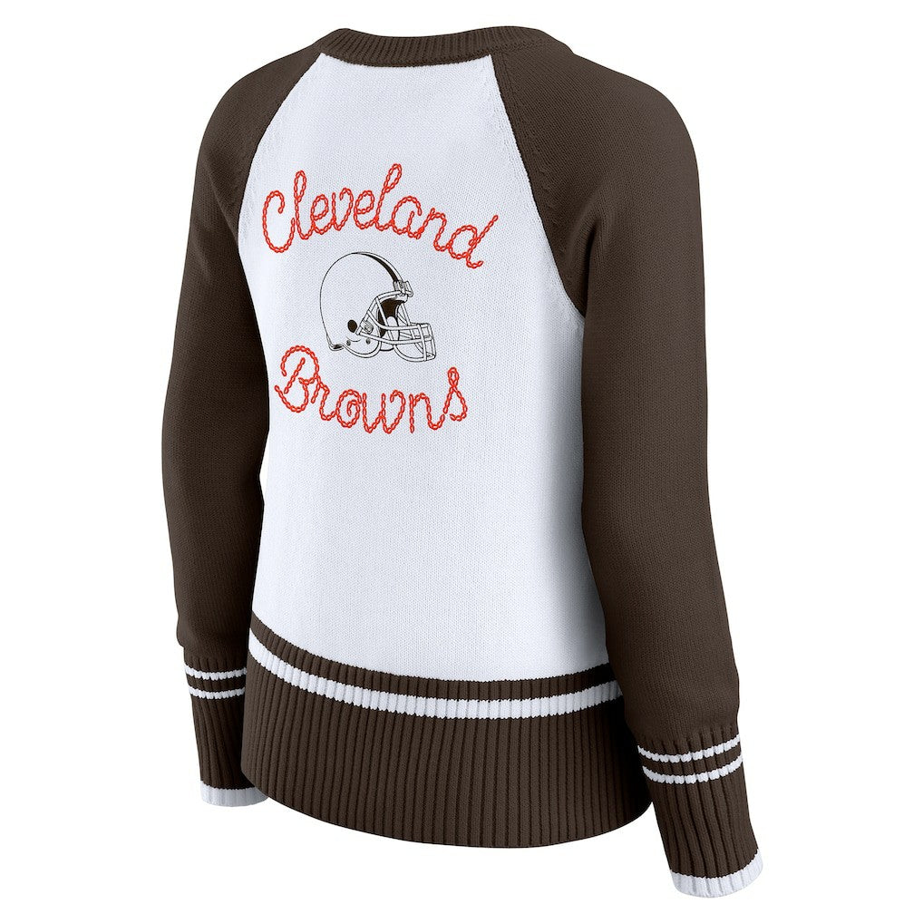 Cleveland Browns WEAR by Erin Andrews Women's Colorblock Raglan Sweater | NFL US