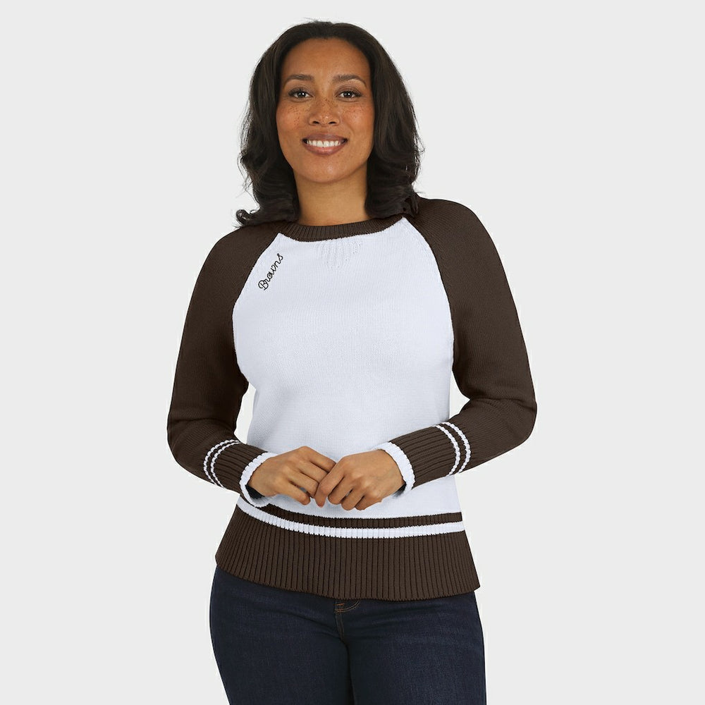 Cleveland Browns WEAR by Erin Andrews Women's Colorblock Raglan Sweater | NFL US