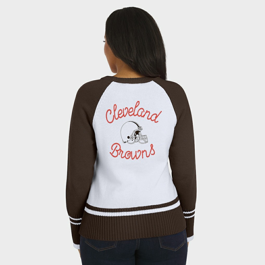 Cleveland Browns WEAR by Erin Andrews Women's Colorblock Raglan Sweater | NFL US