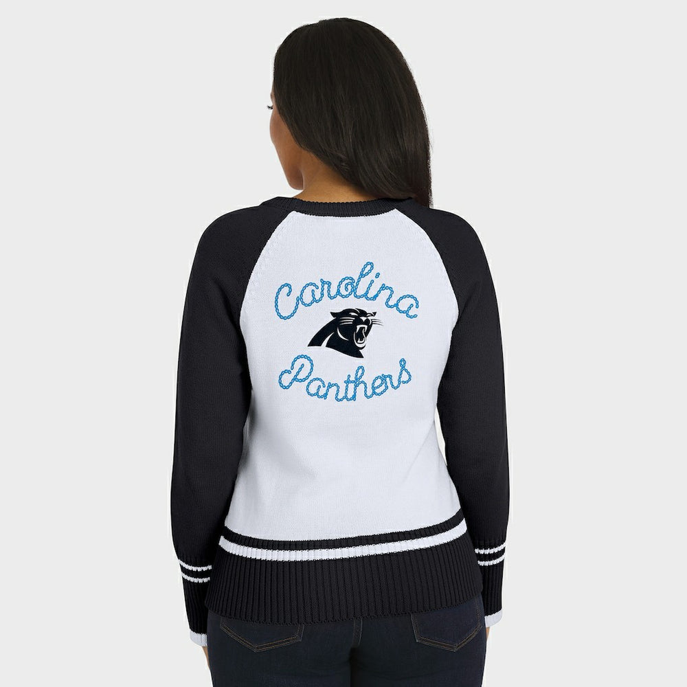 Carolina Panthers WEAR by Erin Andrews Women's Colorblock Raglan Sweater | NFL Outlet
