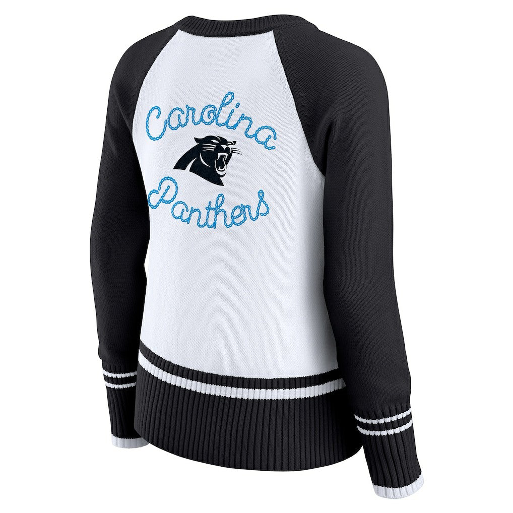 Carolina Panthers WEAR by Erin Andrews Women's Colorblock Raglan Sweater | NFL Outlet