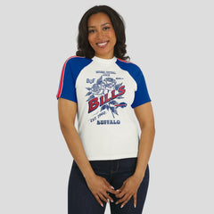 Buffalo Bills WEAR by Erin Andrews Women's Sleeve Stripe Distressed Raglan T-Shirt | NFL Hot