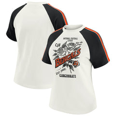 Cincinnati Bengals WEAR by Erin Andrews Women's Sleeve Stripe Distressed Raglan T-Shirt | NFL Sale