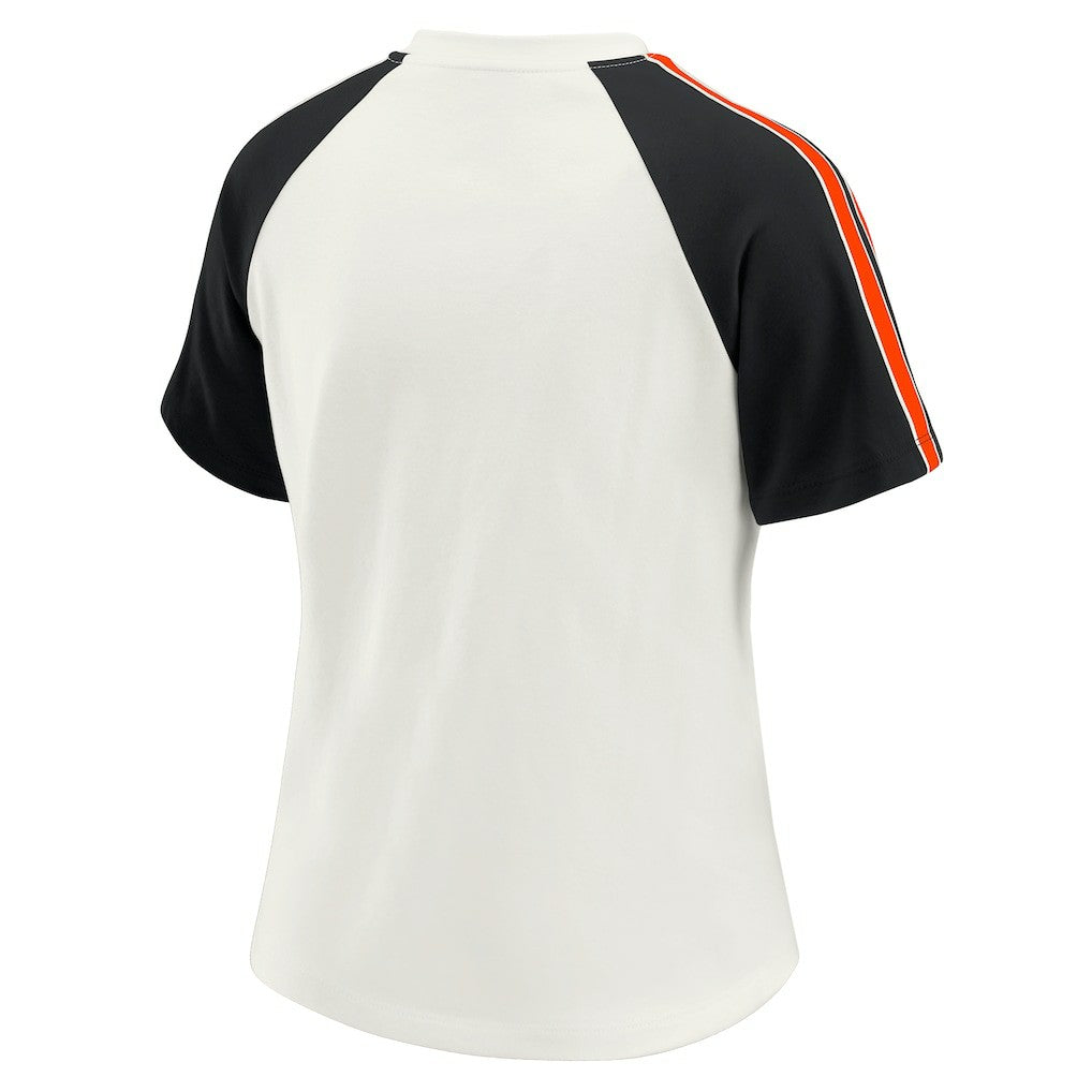 Cincinnati Bengals WEAR by Erin Andrews Women's Sleeve Stripe Distressed Raglan T-Shirt | NFL Sale