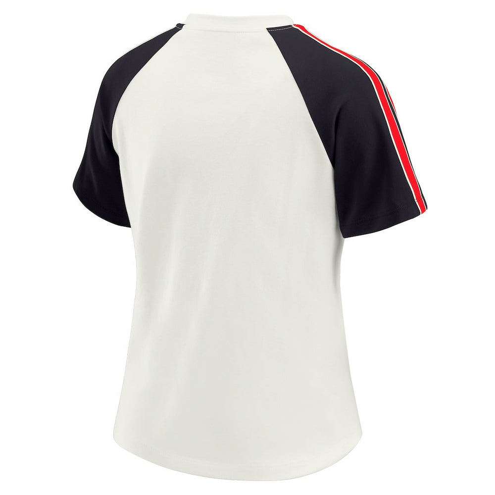 Houston Texans WEAR by Erin Andrews Women's Sleeve Stripe Distressed Raglan T-Shirt | NFL Discount