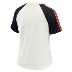 Houston Texans WEAR by Erin Andrews Women's Sleeve Stripe Distressed Raglan T-Shirt | NFL Discount