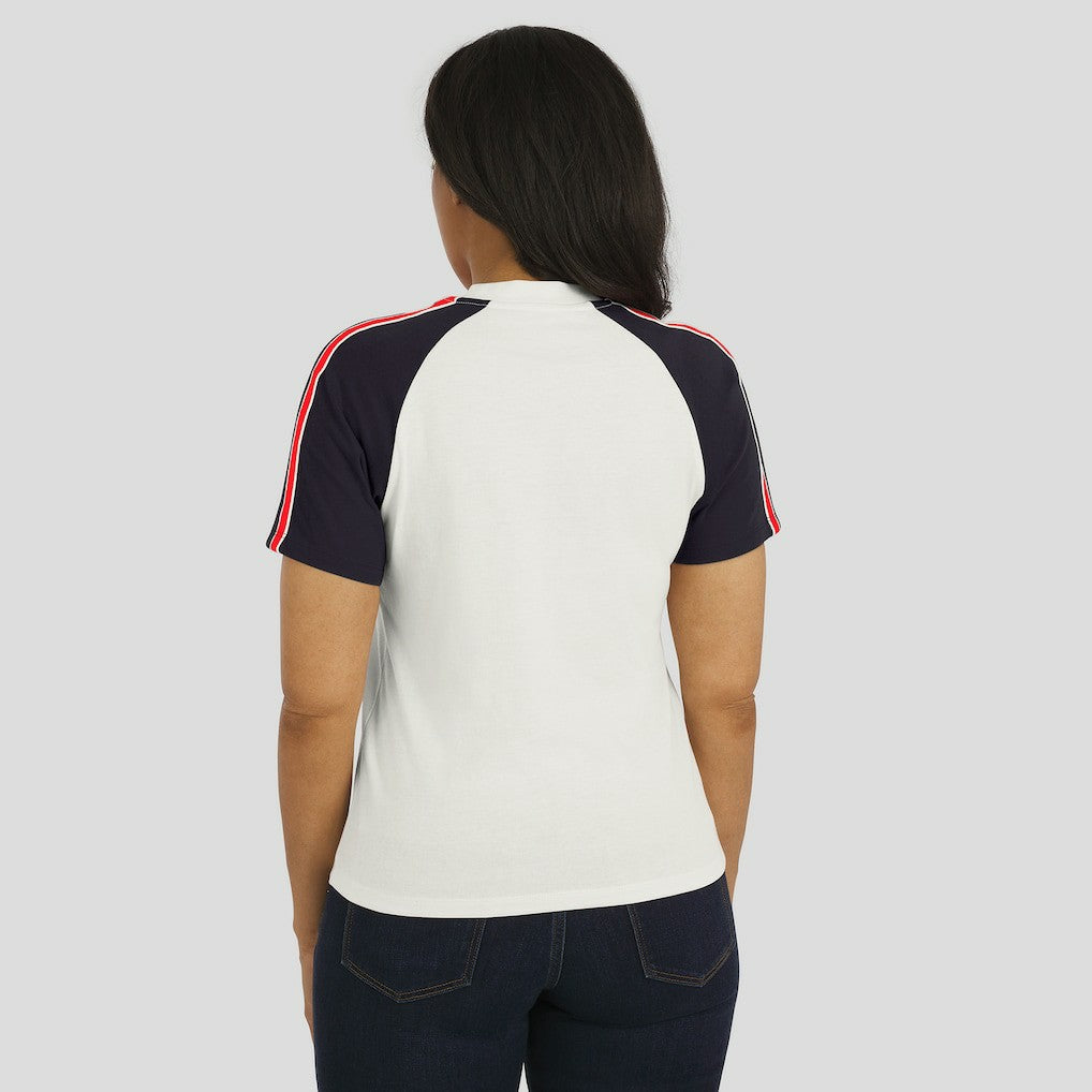 Houston Texans WEAR by Erin Andrews Women's Sleeve Stripe Distressed Raglan T-Shirt | NFL Discount