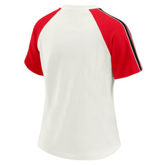 Kansas City Chiefs WEAR by Erin Andrews Women's Sleeve Stripe Distressed Raglan T-Shirt | NFL On sale