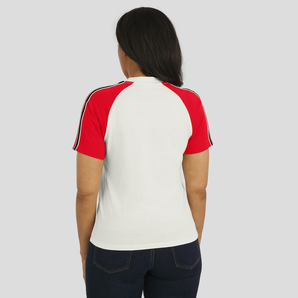 Kansas City Chiefs WEAR by Erin Andrews Women's Sleeve Stripe Distressed Raglan T-Shirt | NFL On sale