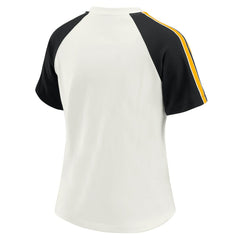 Pittsburgh Steelers WEAR by Erin Andrews Women's Sleeve Stripe Distressed Raglan T-Shirt | NFL New