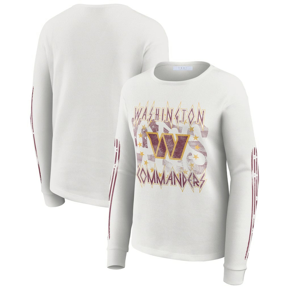 Washington Commanders WEAR by Erin Andrews Women's Graphic Waffle Long-Sleeve T-Shirt | NFL Discount