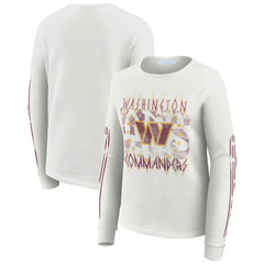 Washington Commanders WEAR by Erin Andrews Women's Graphic Waffle Long-Sleeve T-Shirt | NFL Discount