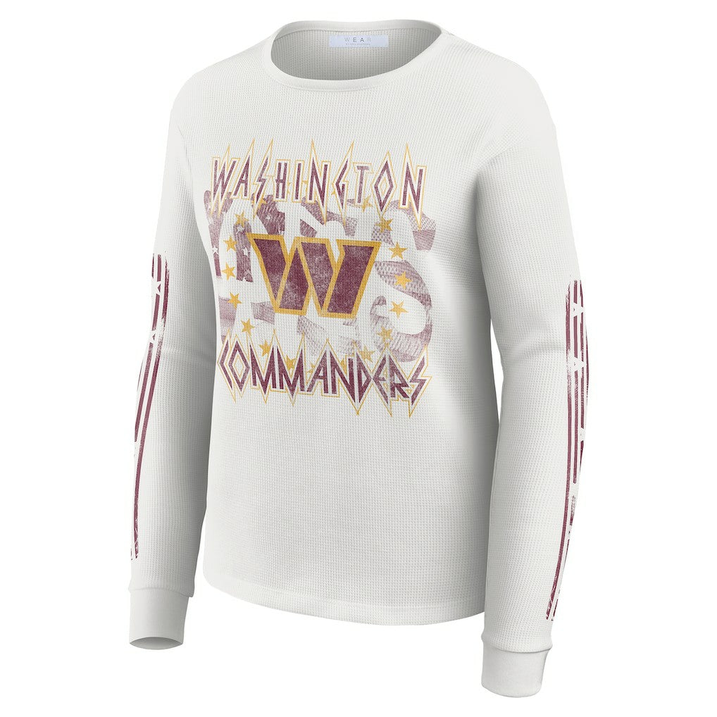 Washington Commanders WEAR by Erin Andrews Women's Graphic Waffle Long-Sleeve T-Shirt | NFL Discount