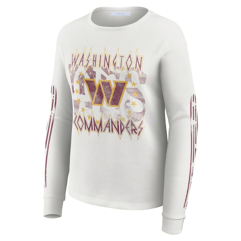 Washington Commanders WEAR by Erin Andrews Women's Graphic Waffle Long-Sleeve T-Shirt | NFL Discount