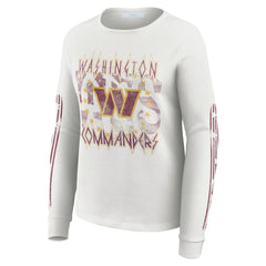 Washington Commanders WEAR by Erin Andrews Women's Graphic Waffle Long-Sleeve T-Shirt | NFL Discount