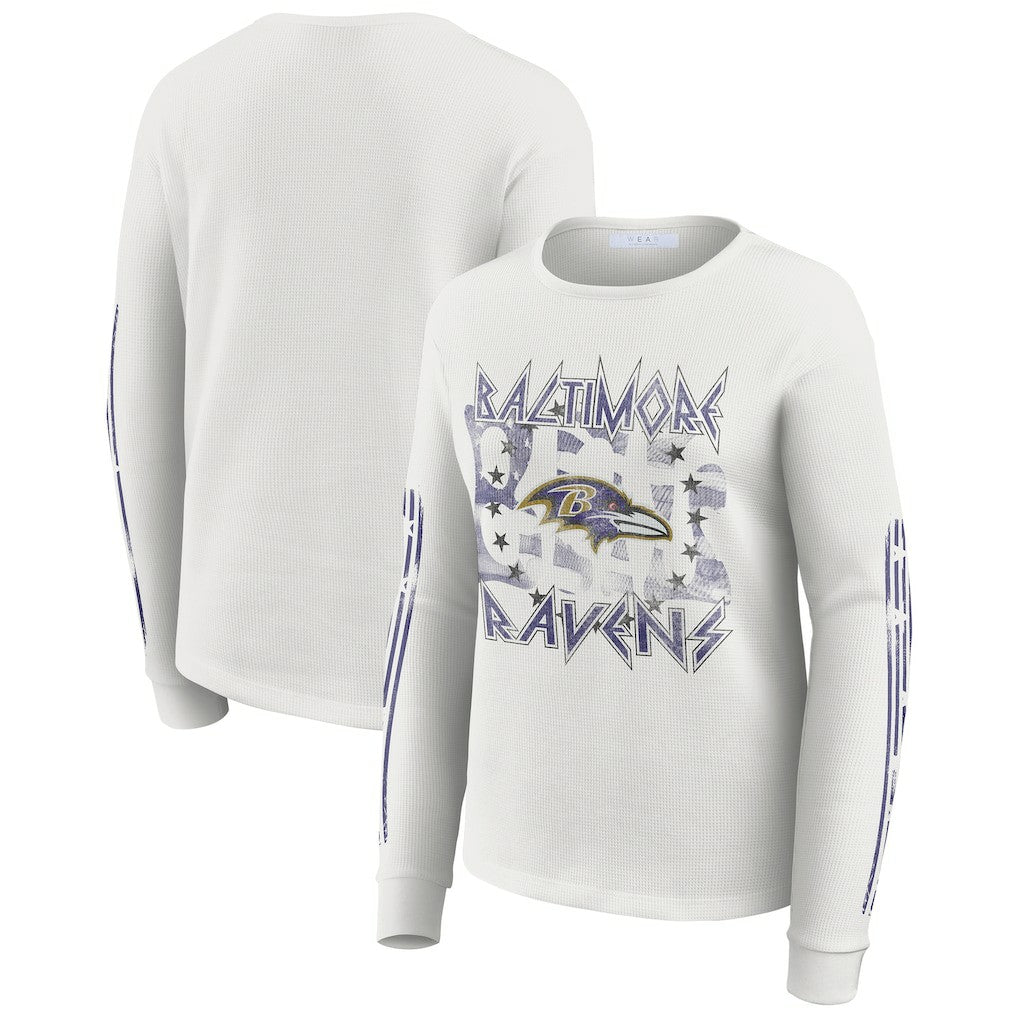 Baltimore Ravens WEAR by Erin Andrews Women's Graphic Waffle Long-Sleeve T-Shirt | NFL Outlet