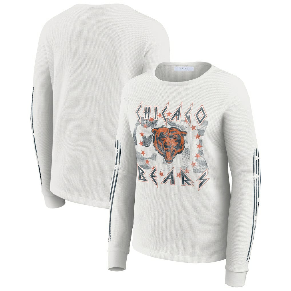 Chicago Bears WEAR by Erin Andrews Women's Graphic Waffle Long-Sleeve T-Shirt | NFL Online