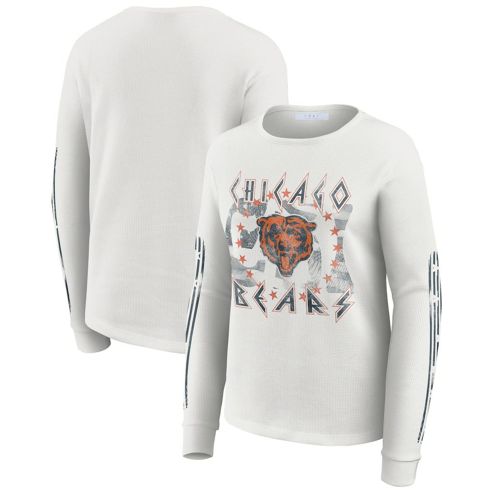 Chicago Bears WEAR by Erin Andrews Women's Graphic Waffle Long-Sleeve T-Shirt | NFL Online