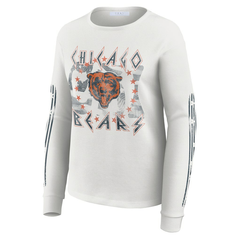 Chicago Bears WEAR by Erin Andrews Women's Graphic Waffle Long-Sleeve T-Shirt | NFL Online