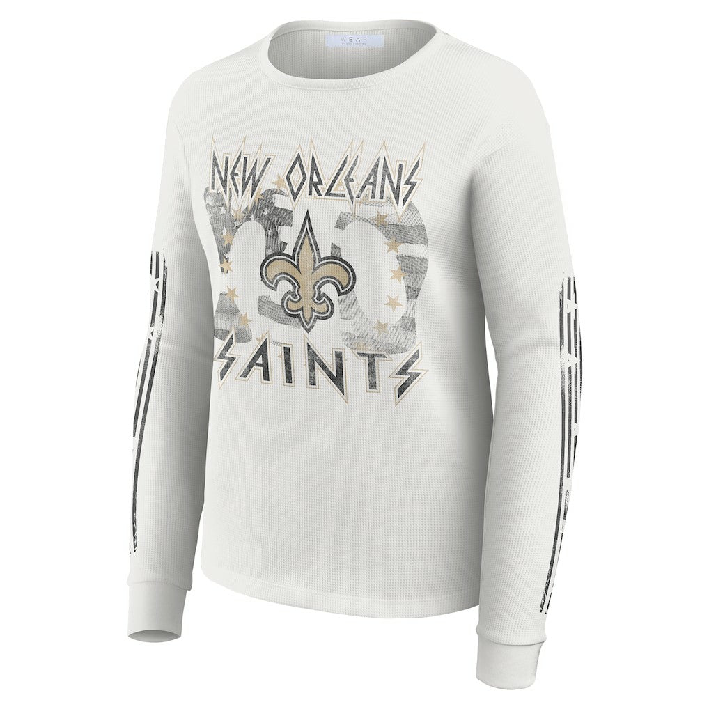 New Orleans Saints WEAR by Erin Andrews Women's Graphic Waffle Long-Sleeve T-Shirt | NFL On sale