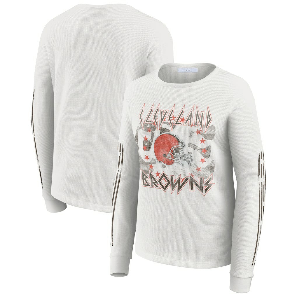 Cleveland Browns WEAR by Erin Andrews Women's Graphic Waffle Long-Sleeve T-Shirt | NFL Discount