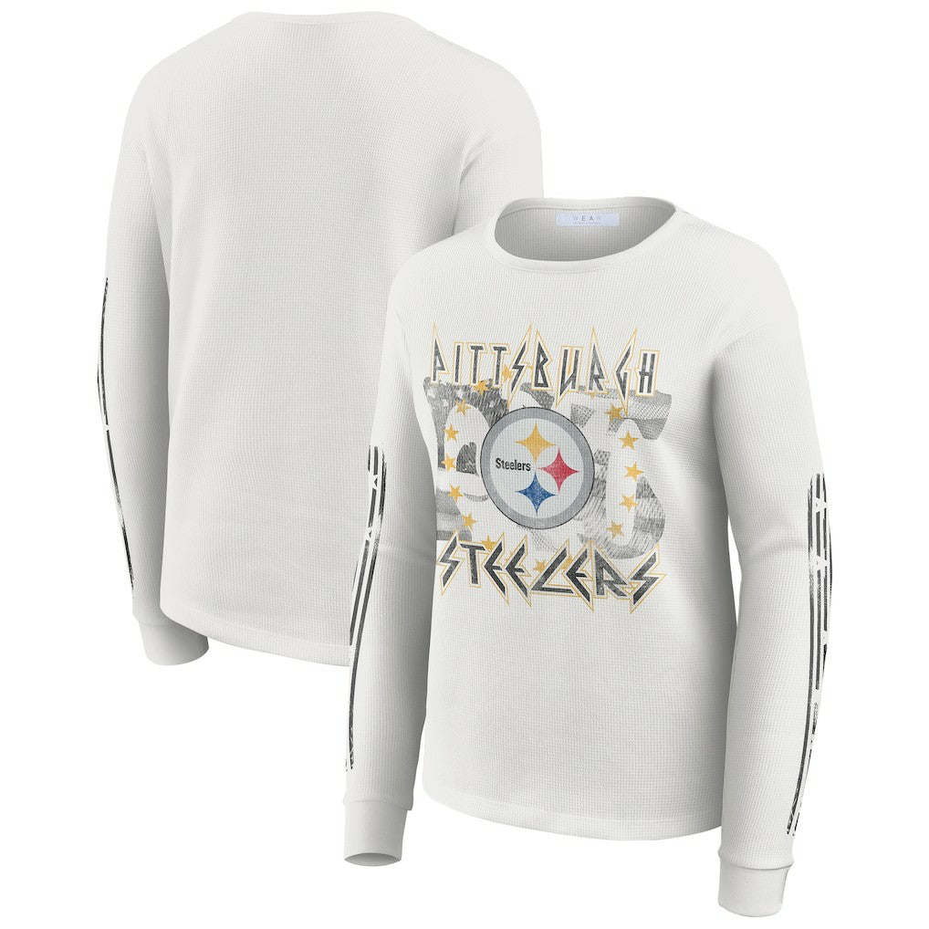 Pittsburgh Steelers WEAR by Erin Andrews Women's Graphic Waffle Long-Sleeve T-Shirt | NFL Near me
