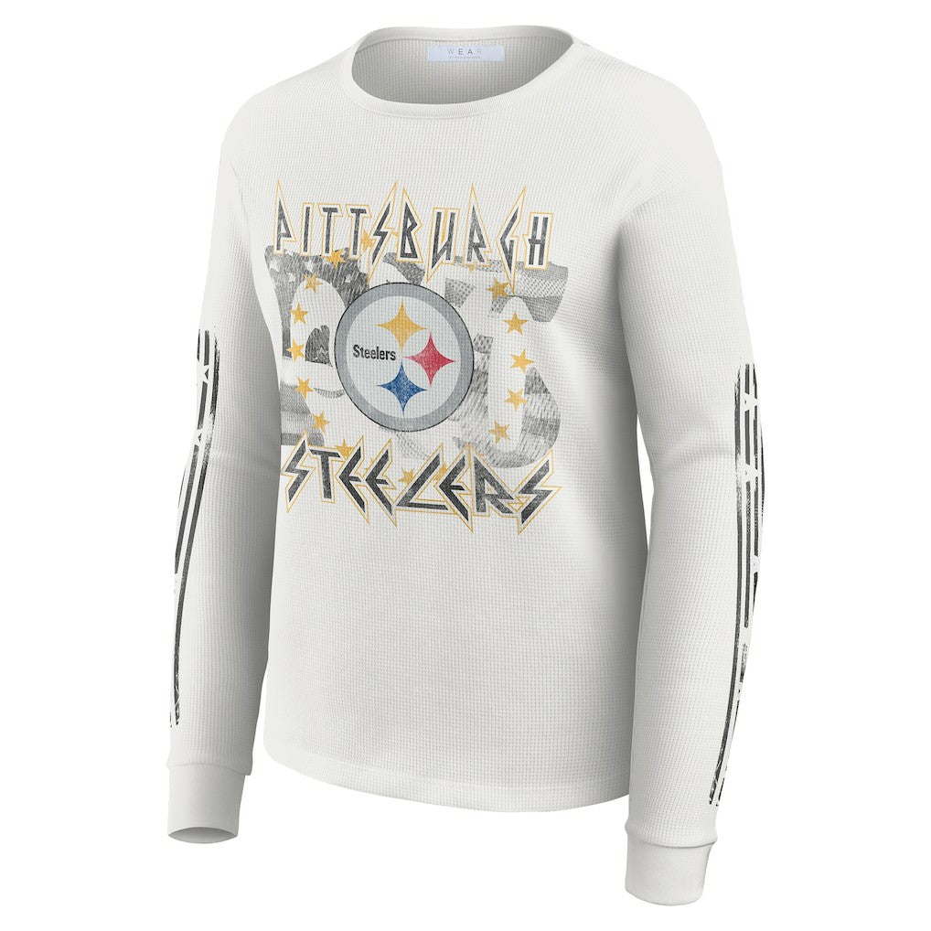 Pittsburgh Steelers WEAR by Erin Andrews Women's Graphic Waffle Long-Sleeve T-Shirt | NFL Near me