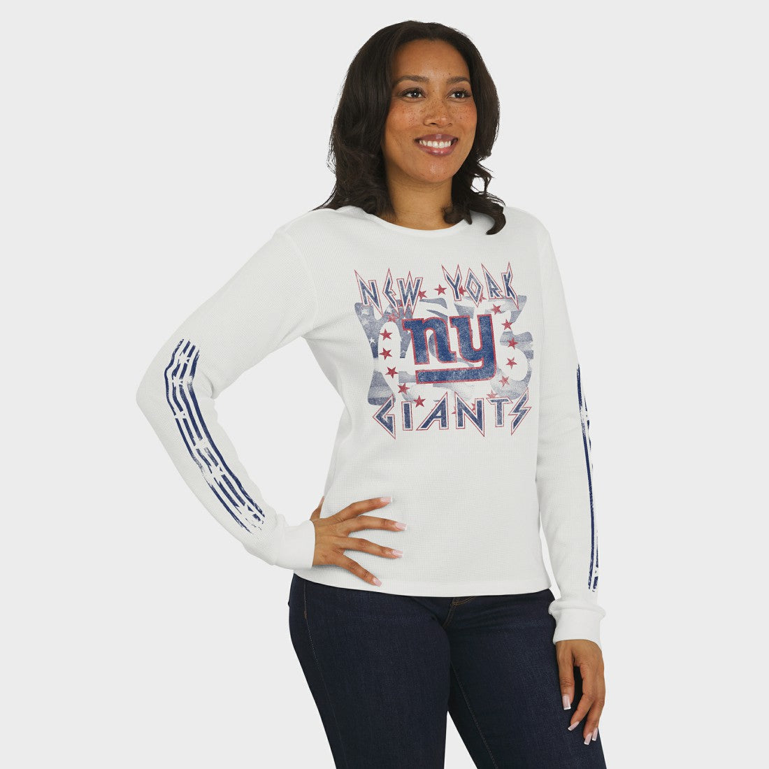 New York Giants WEAR by Erin Andrews Women's Graphic Waffle Long-Sleeve T-Shirt | NFL Sale