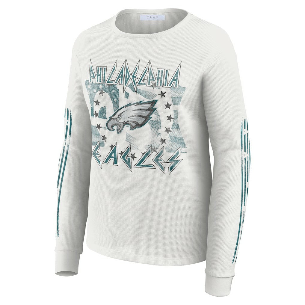 Philadelphia Eagles WEAR by Erin Andrews Women's Graphic Waffle Long-Sleeve T-Shirt | NFL Hot