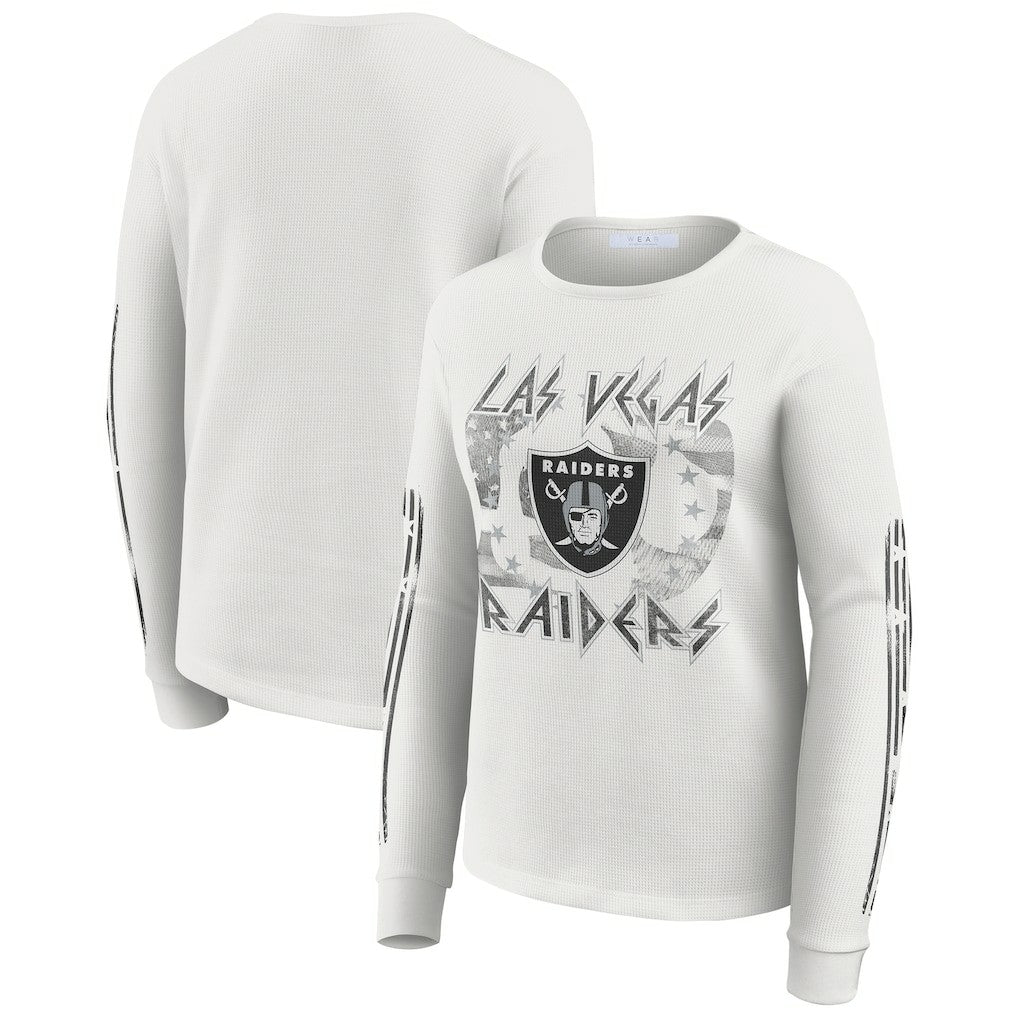 Las Vegas Raiders WEAR by Erin Andrews Women's Graphic Waffle Long-Sleeve T-Shirt | NFL Discount
