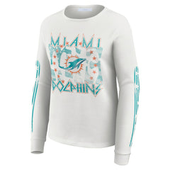 Miami Dolphins WEAR by Erin Andrews Women's Graphic Waffle Long-Sleeve T-Shirt | NFL Online