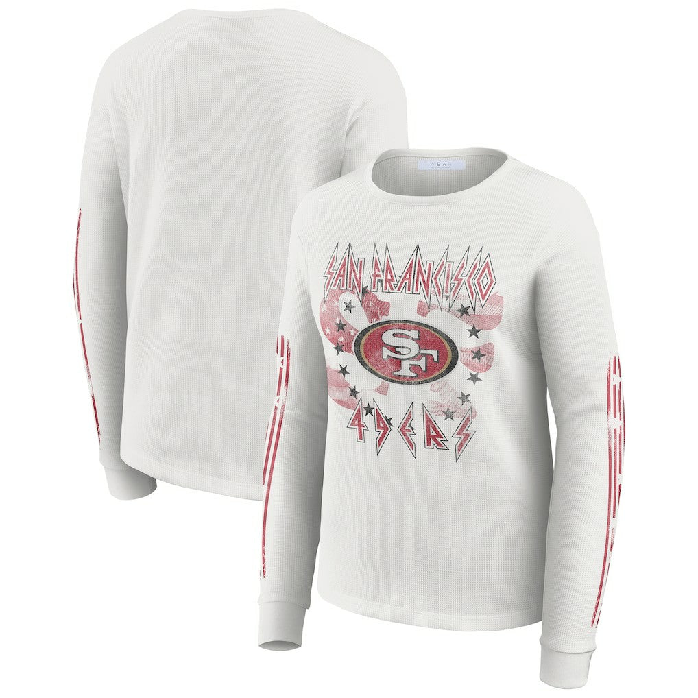 San Francisco 49ers WEAR by Erin Andrews Women's Graphic Waffle Long-Sleeve T-Shirt | NFL Outlet