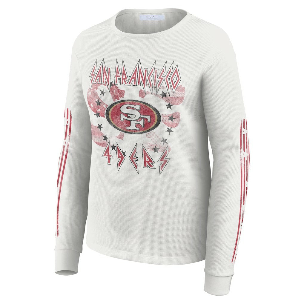 San Francisco 49ers WEAR by Erin Andrews Women's Graphic Waffle Long-Sleeve T-Shirt | NFL Outlet