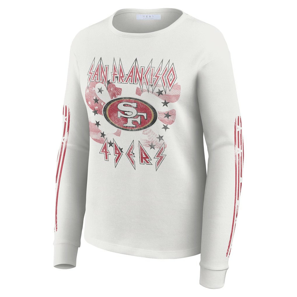 San Francisco 49ers WEAR by Erin Andrews Women's Graphic Waffle Long-Sleeve T-Shirt | NFL Outlet
